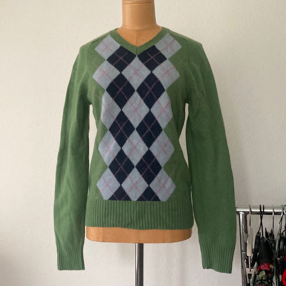 J crew vintage 2000s y2k lambswool argyle sweater size medium